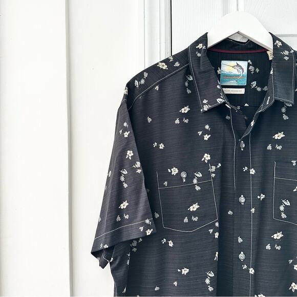 Tommy Bahama Black Floral Island Modern Fit Silk Cotton Button Down Shirt XLX - Picture 8 of 9